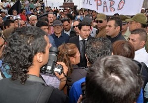 protesta en rotonda del pampino